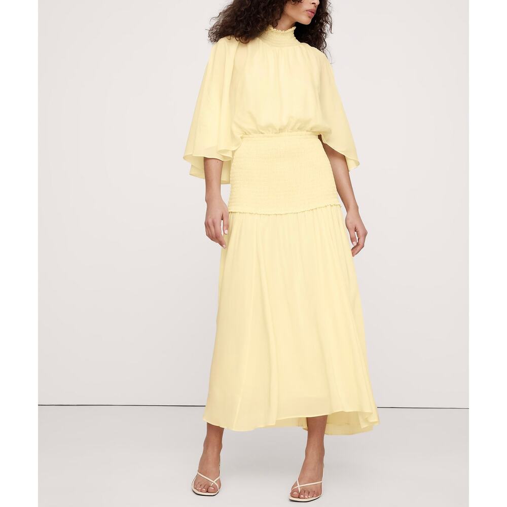 Banana Republic NWT Stretch-Crepe Open Back Dress Sz S Butter Yellow-Dirt Spot - Picture 1 of 9